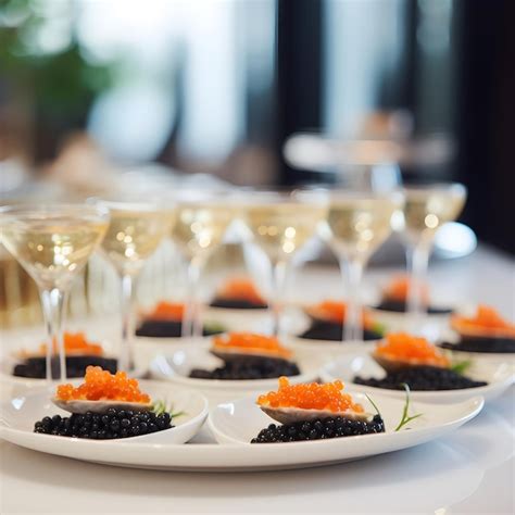 Premium Photo Serving Tray With Shells With Red And Black Caviar And