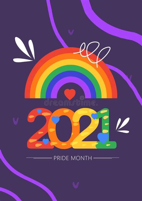 Rainbow 2021 Poster With The Lgbt Symbol Happy Pride Month Stock