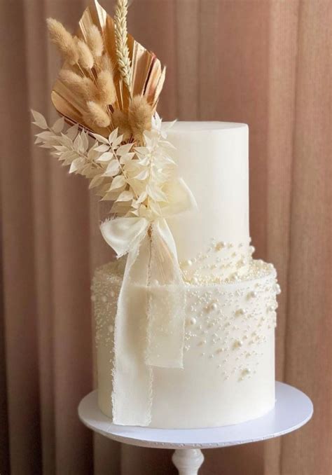 Gold Dried Spear Palm Bunny Tail Ruscus Arrangement Flower Cake Topper