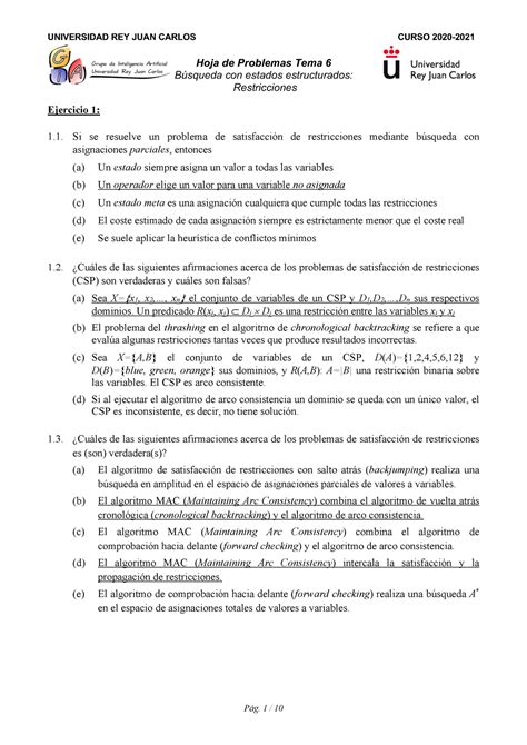 Hoja6 Solucion Ejercicios Resueltos Sobre El Tema 6 Hoja De