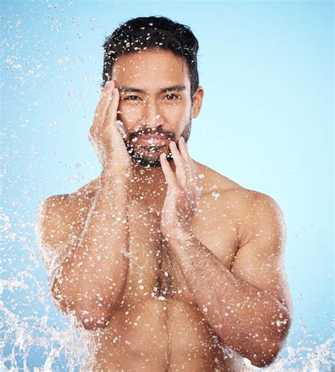 Premium Photo Portrait Water Splash Or Man In Shower In Studio