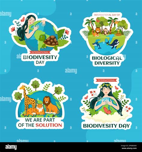 World Biodiversity Day Label Flat Cartoon Hand Drawn Templates