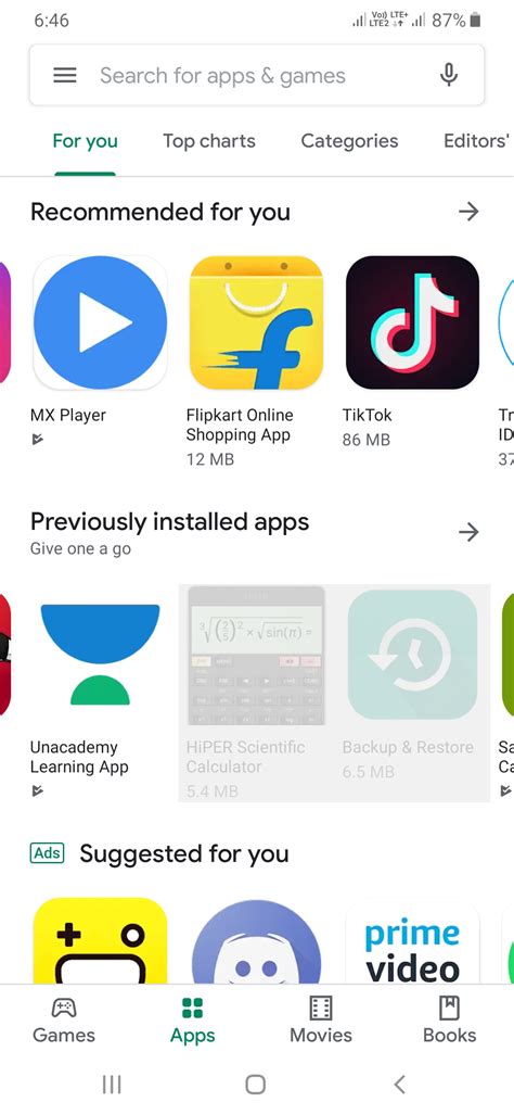 Why Showing Previously Installed Apps On My Play Store Homescreen