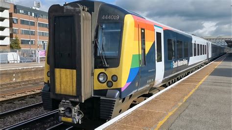 Swr Class 444 444019 Desiro Emu In Rainbow Livery Departs Eastleigh With Stopper For Weymouth 2