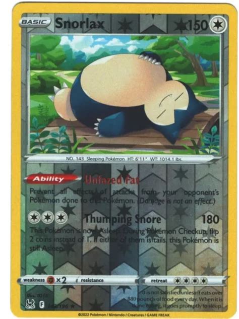 SNORLAX 143 196 LOST Origin Reverse Holo seltene Pokémon Karte