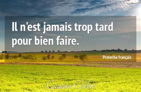 Proverbe Fran Ais Bien Il N Est Jamais Trop Tard Pour Bien Faire