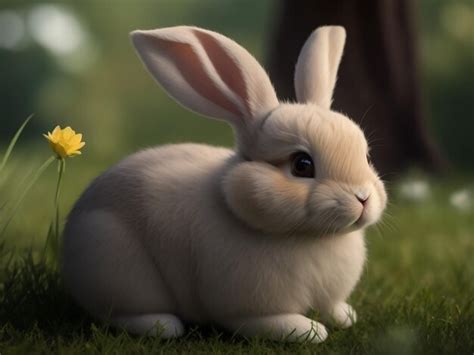 Premium Photo Cute And Adorable Cartoon Baby Bunny Rabbit Sitting In