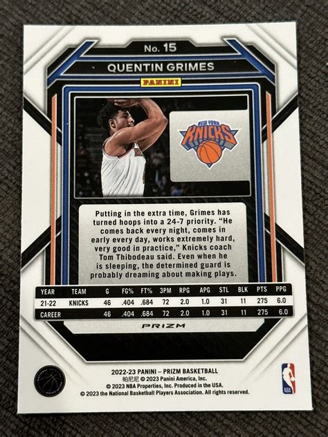 Panini Prizm Basketball Choice Blue Yellow Green Knicks Quentin