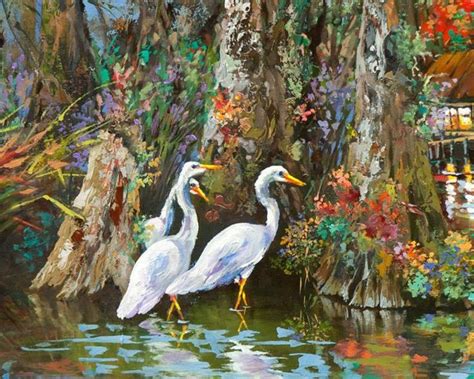 Louisiana Bayou Art Egrets Herons Louisiana Swamp and Bayou | Etsy ...