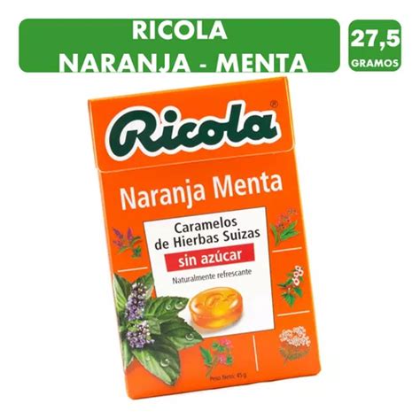 Caramelo Ricola Naranja Menta Sin Azúcar caja Con 27 5g