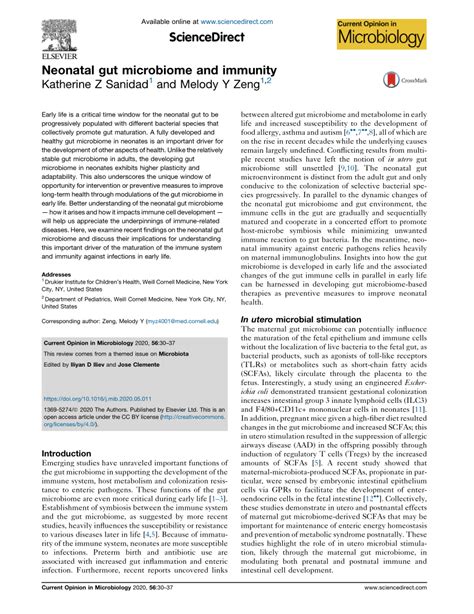 (PDF) Neonatal gut microbiome and immunity