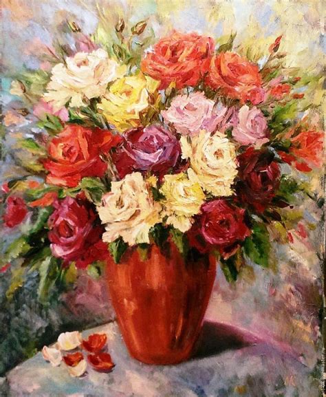 Картина Яркие розы | Краска, Картины, Картины маслом