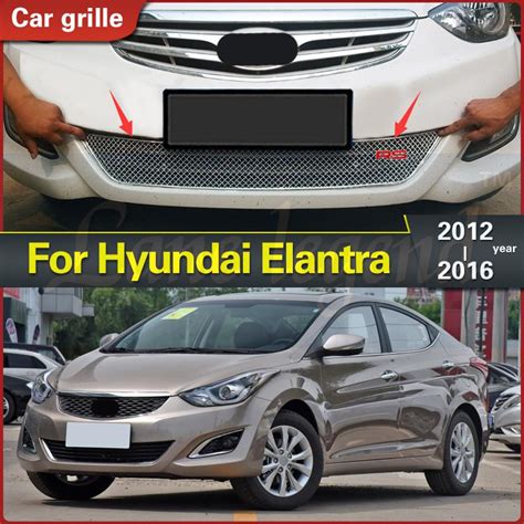 For Hyundai Elantra 2012 2016 Stainless Steel Car Front Grille Racing