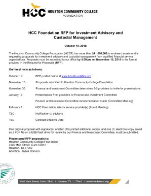 Fillable Online Hcc Foundation Rfp For Investment Management Service