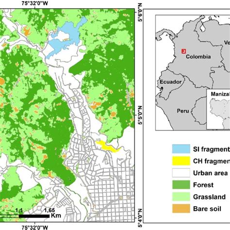 Location of the study area in Manizales, Colombia | Download Scientific ...