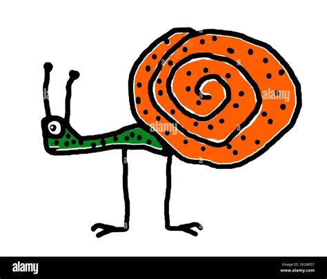 Funny Cartoon Sketchy Snail Drawing Stock Photo Alamy