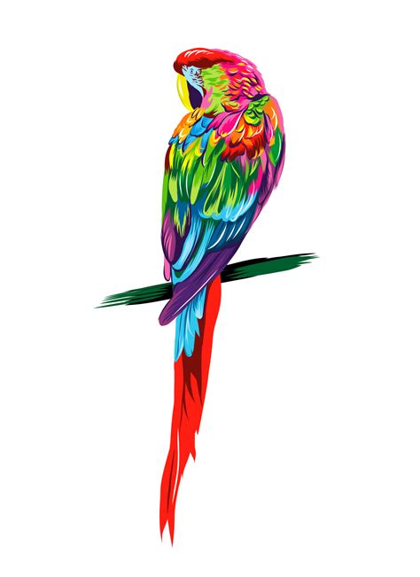 Parrot macaw from multicolored paints. Splash of watercolor, colored ...