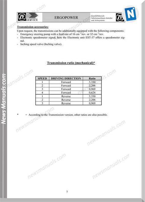 Zf Ergopower Transmission 4Wg 260 Service