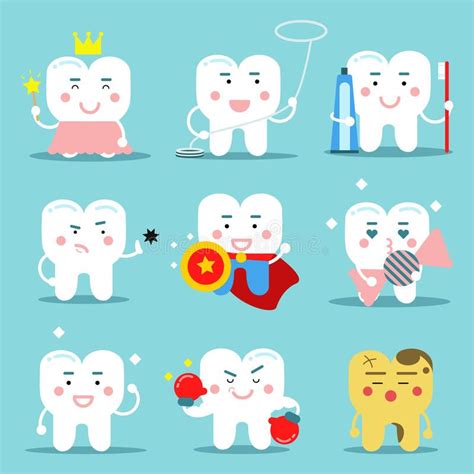 Cartoon Teeth Collection Set Vector Image On Vectorstock Artofit