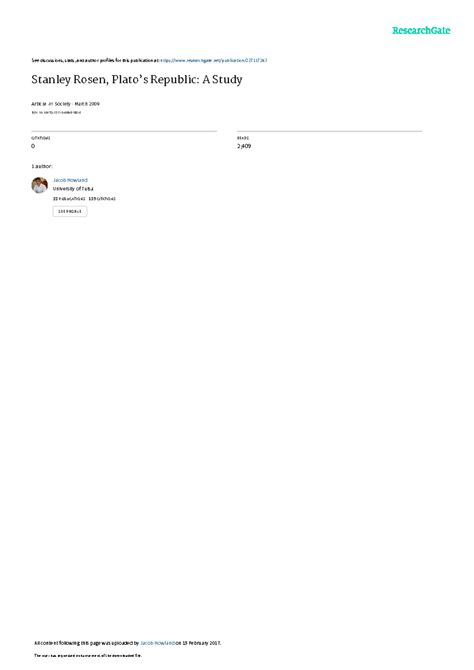 Stanley Rosen Platos Republic - See discussions, stats, and author