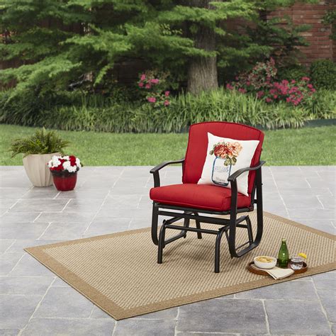 Mainstays Belden Park Outdoor Glider Chair For Patio And Garden Red