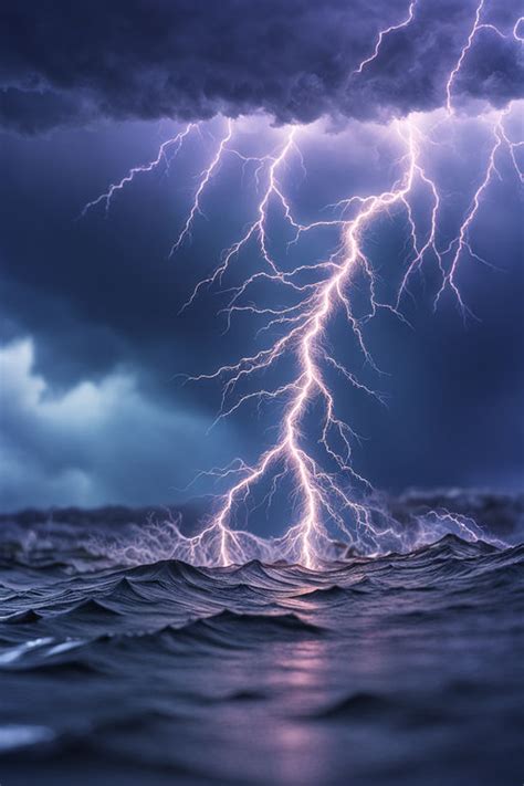 Electrical storm casting over a primordial ocean. by Xalkida AI Studios ...