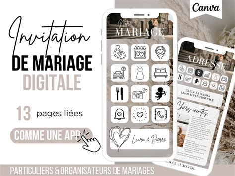 Faire Part Mariage Digitale Invitation Mariage Faire Part Etsy