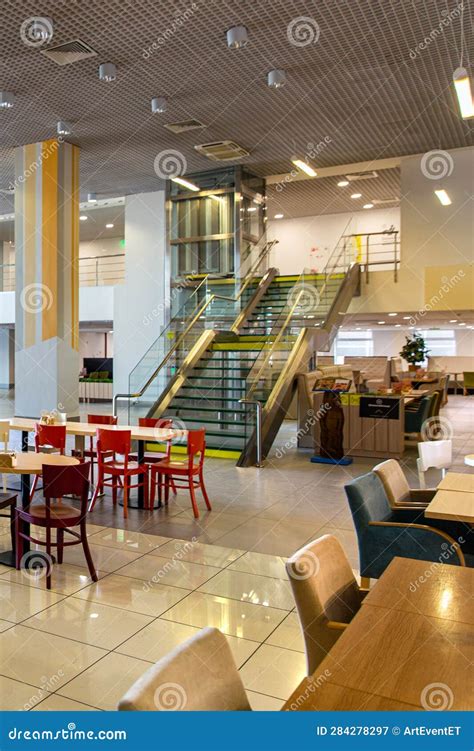 Modern Restaurant Interior with Bright Design Stock Image - Image of ...