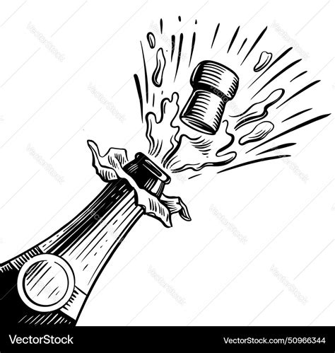 Sketch Of Champagne Explosion Royalty Free Vector Image