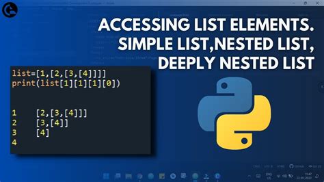 Accessing List Elements In Python Simple List Nested List Deeply