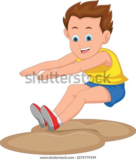 Cartoon Boy Long Jump On White Stock Vector (Royalty Free) 2274779199 | Shutterstock