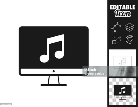 Music On Desktop Computer Icon For Design Easily Editable Stock ...