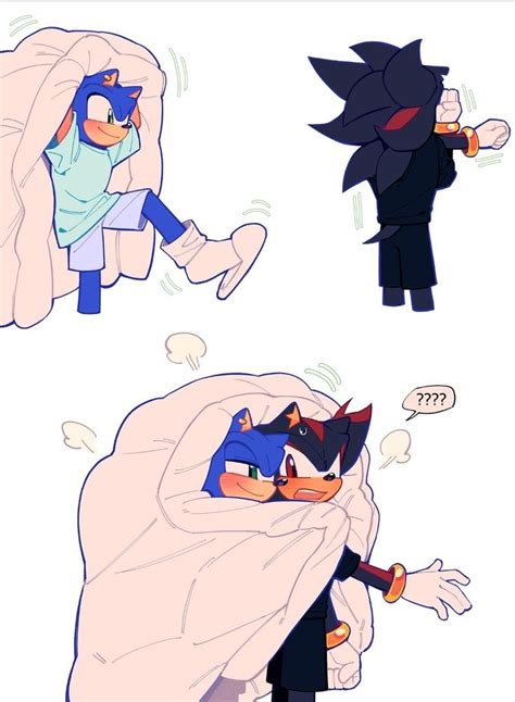 An Image Of Sonic And Shadow Sleeping On The Same Bed With Their Heads