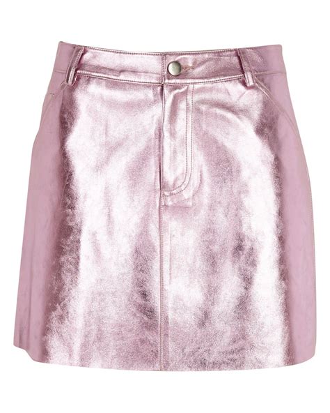 River Island Pink Metallic Faux Leather Mini Skirt Lyst