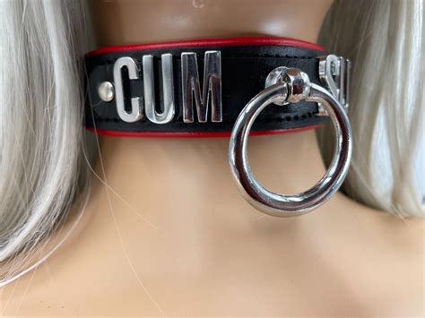 Cum Slut Collar Bdsm Collar Real Leather Bondage Collar 30mm Wide Padded Collar Ebay