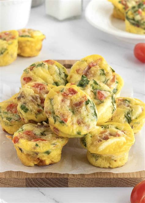 Bacon, Spinach and Tomato Egg Bites - The BakerMama