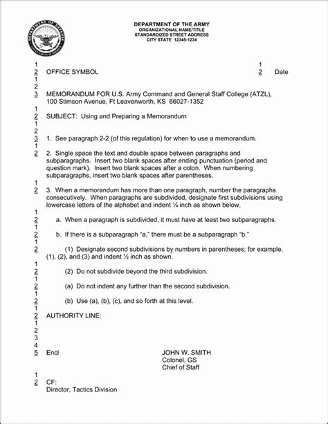 Army Memorandum For Record Template