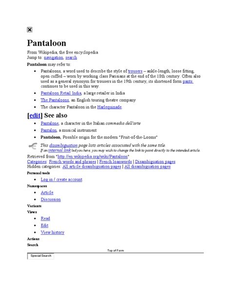 Pantaloon | Wikipedia | Trousers