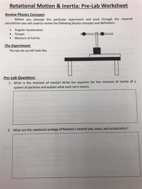 Solved Rotational Motion Inertia Pre Lab Worksheet Review Chegg