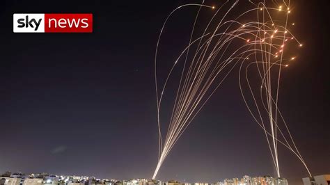 Tel Aviv Iron Dome Filmed Intercepting Barrage Of Rockets Over Israel