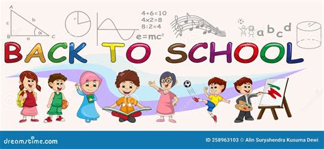 Back To School Happy Child And School Subjects Cartoon Vector