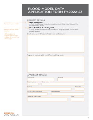 Fillable Online Flood Model Data Application Form Fax Email