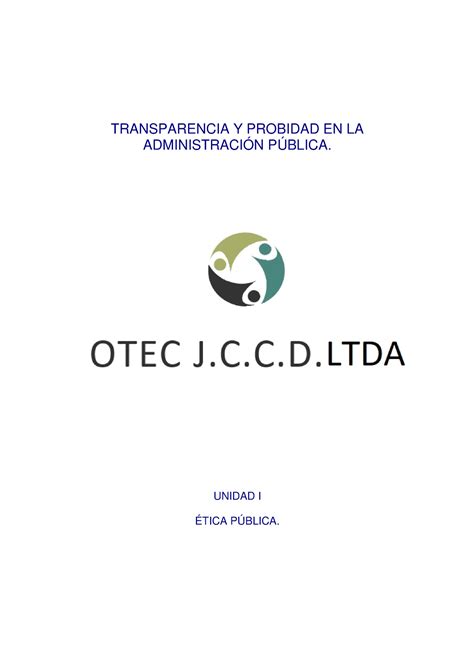 Etica Publica Transparencia Y Probidad En La AdministraciÓn PÚblica