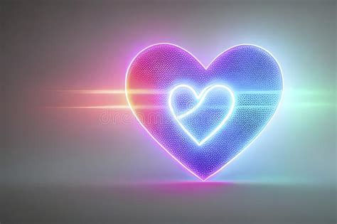 The Heart Shapes On Abstract Light Neon Glitter Background In Love