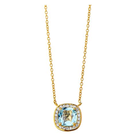 Syna Yellow Gold London Blue Topaz And Diamond Necklace For Sale At Stdibs