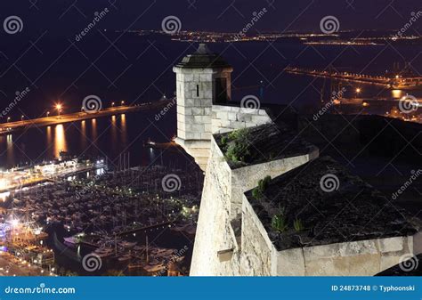 Alicante Castle at Night. Spain Stock Photo - Image of night, alicante ...