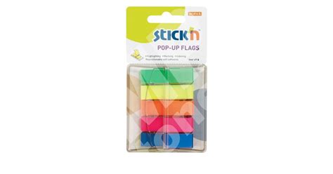 Samolepící záložky Stick n Pop Up 45x12mm plastové neon 5 barev MP