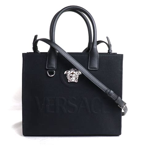 【楽天市場】versace ヴェルサーチ ラ メドゥーサ スモール キャンバス トート 2wayショルダーバッグ ブラック 1005861