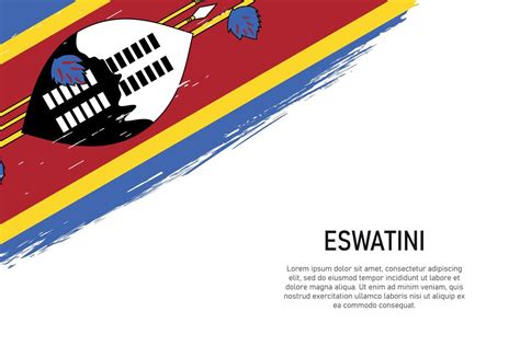 Grunge Styled Brush Stroke Background With Flag Of Eswatini