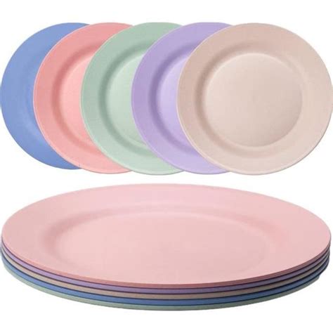 Lot De 5 Assiette Plastique Reutilisable Passe Au Lave Vaisselle Et Au